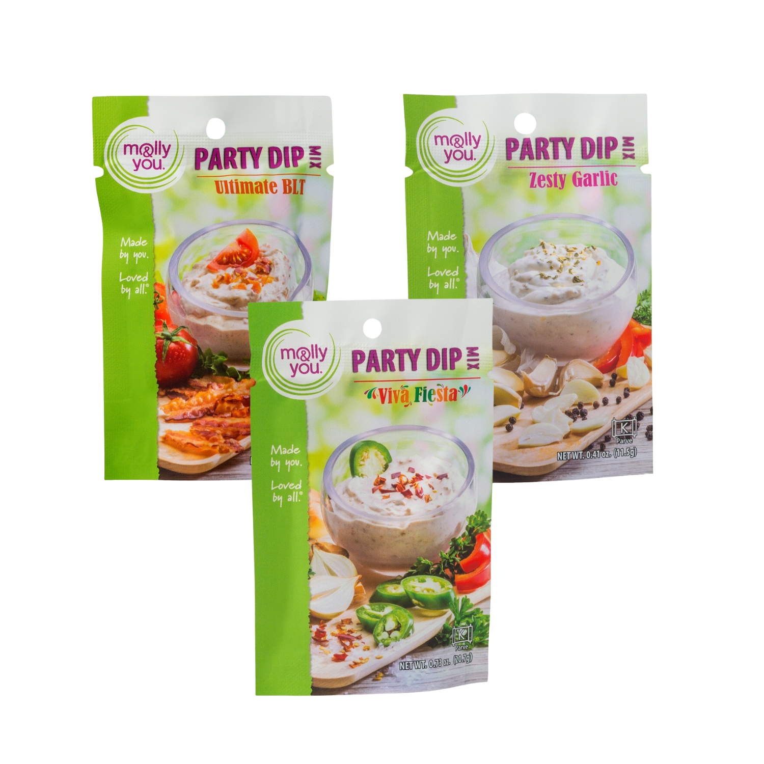 Top Selling Dips - Ultimate BLT, Zesty Garlic, Viva Fiesta Party Dip Mixes