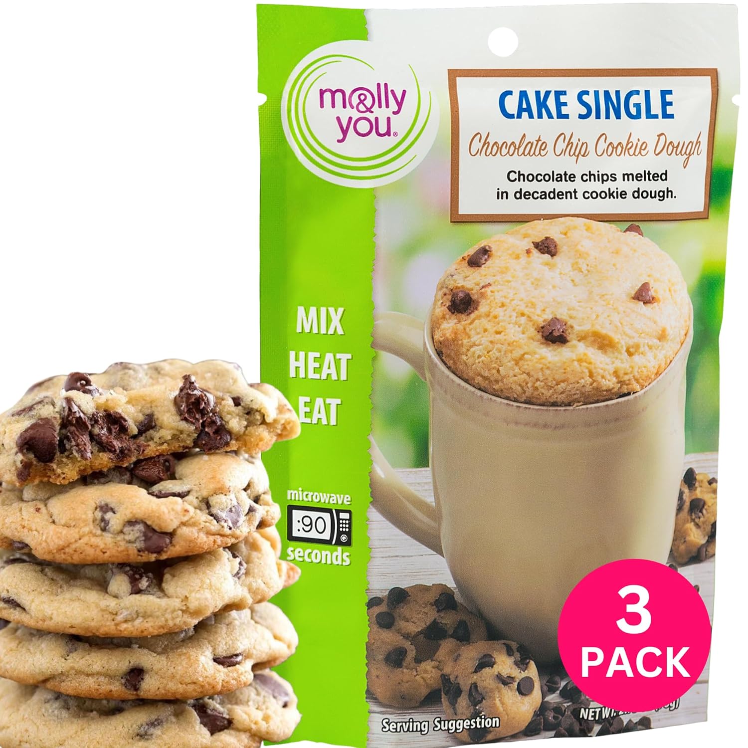 Chocolate Chip Cookie Dough Microwave Cake Single 3-Pack