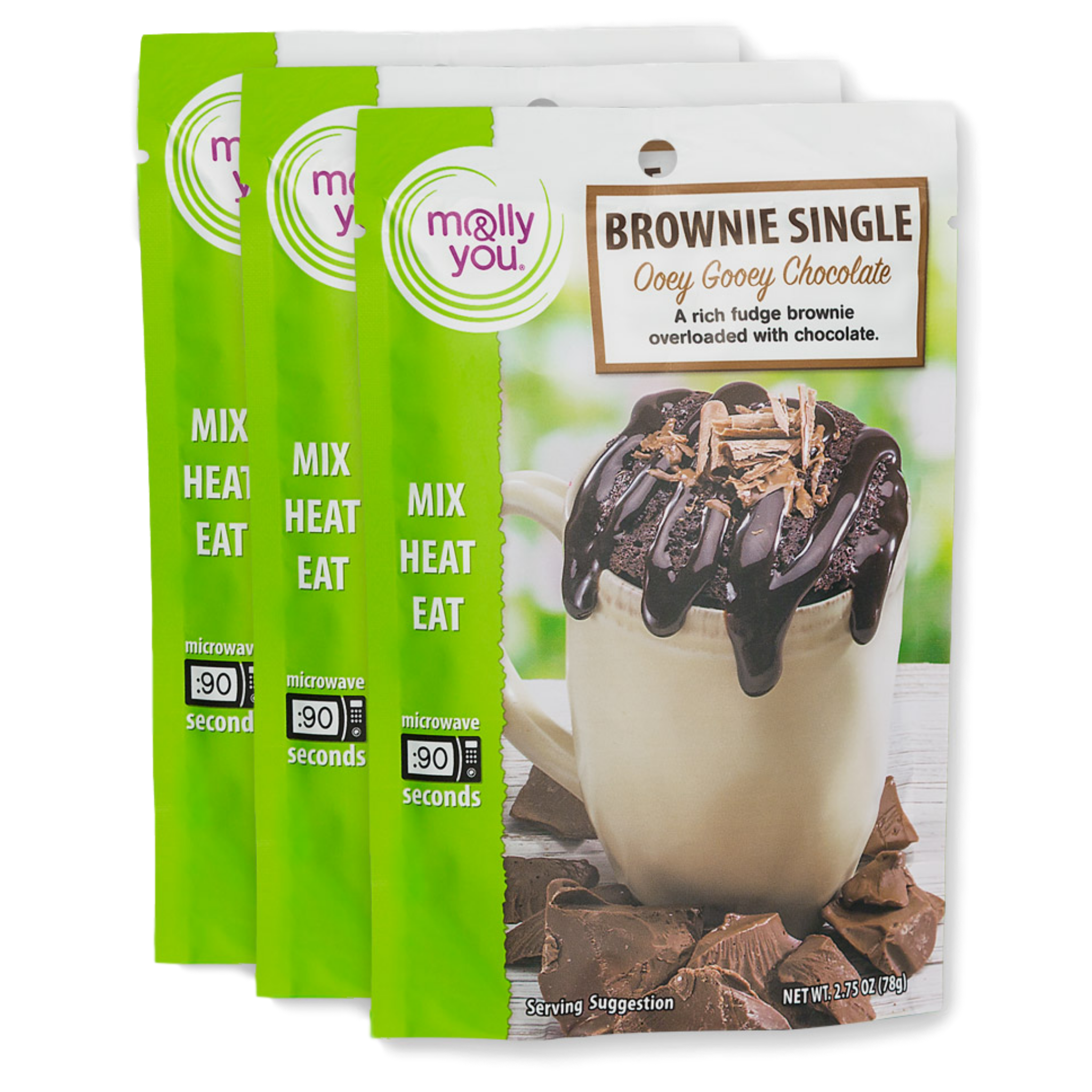 3 Pack of Ooey Gooey Chocolate Brownie Mug Cake